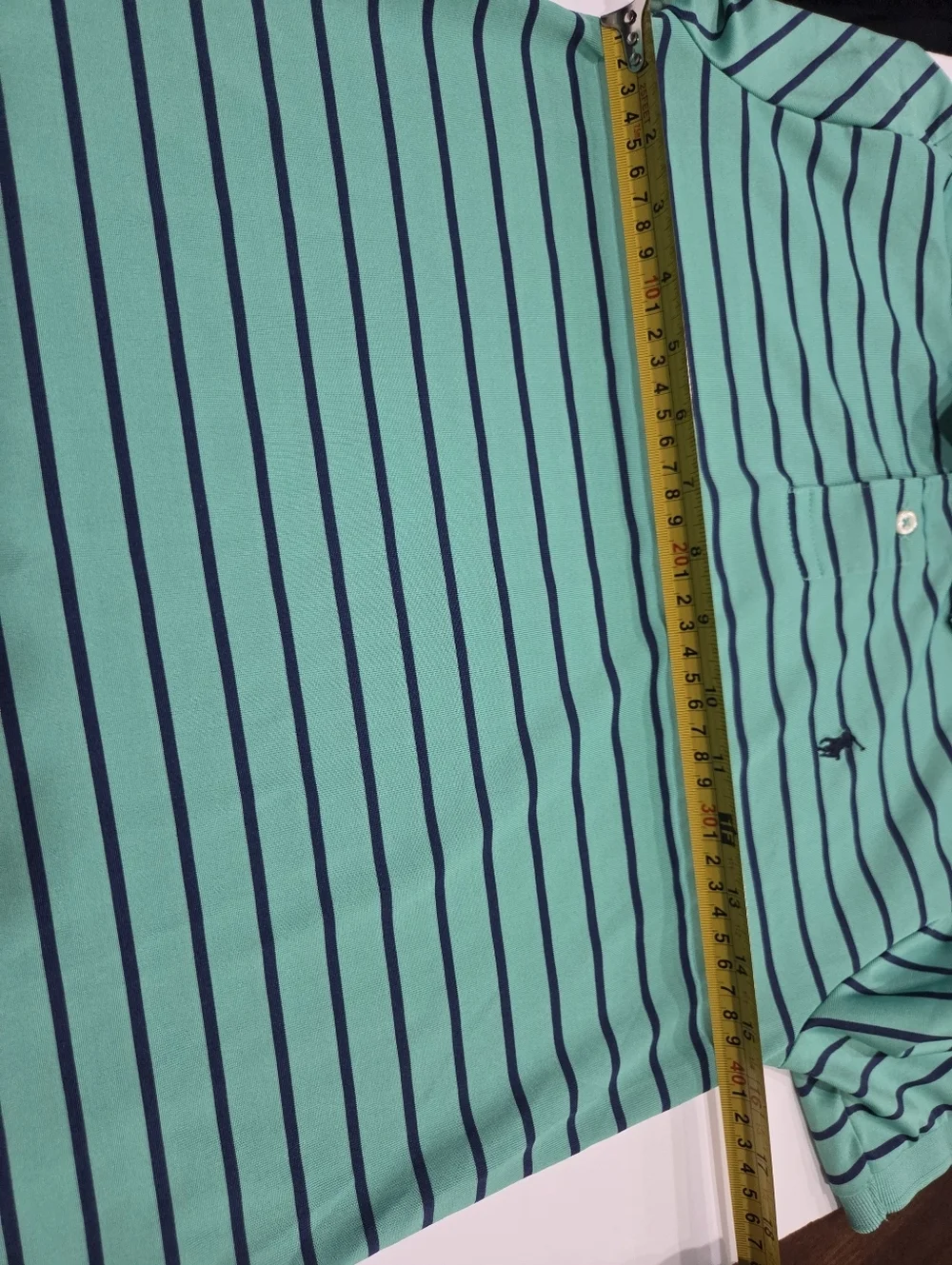 Ralph Lauren Boy’s Mint Green Striped Performance Polo Shirt Sz.10- 12
